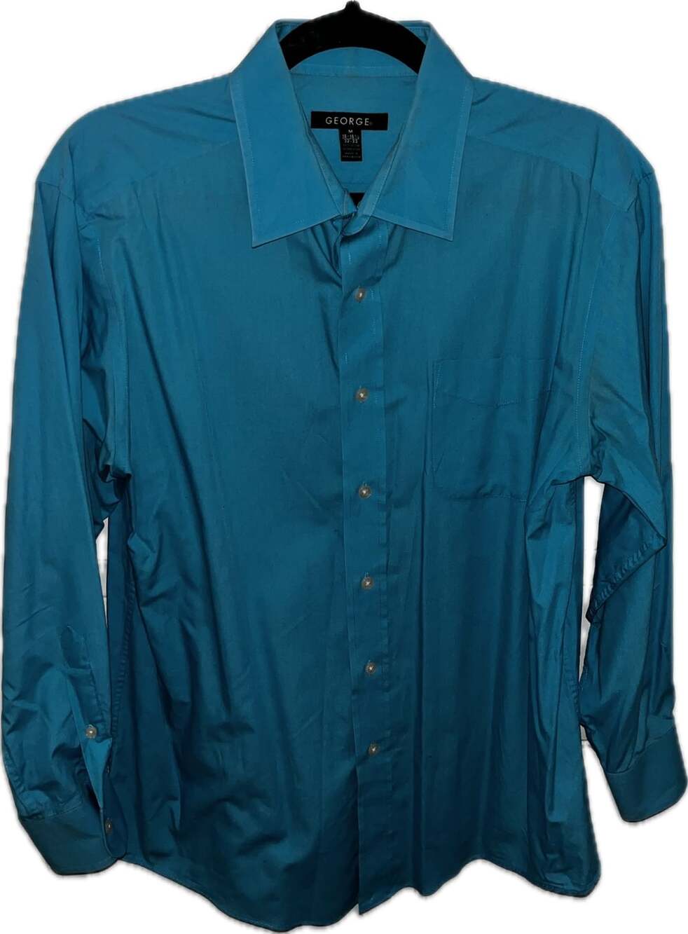 George Dress Shirt Size 15-15.5 32-33 Malibu Blue Long Sleeve